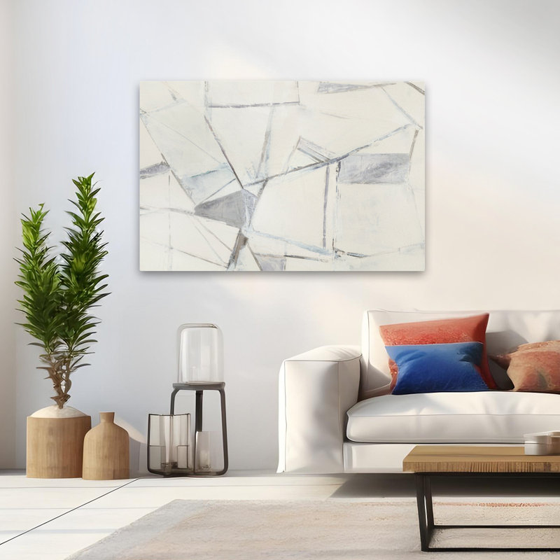 Forme géométrique moderne abstrait en verre brisé, H 48 po x l 32 po