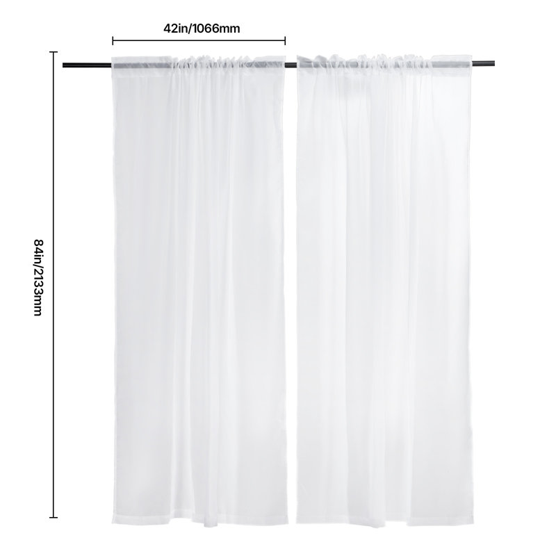Sheer Curtains Window Drapes Rod Pocket Polyester, 42" W x 84" L