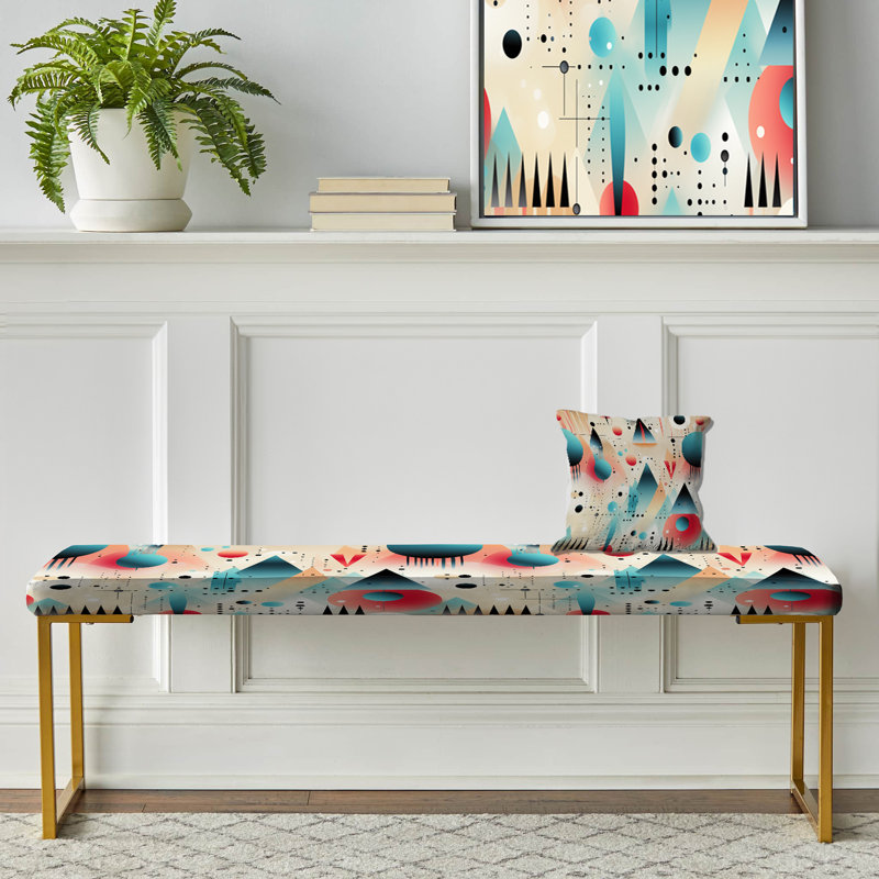 Rêve de sphère triangulaire rétro bleu - Banc rembourré doré rétro