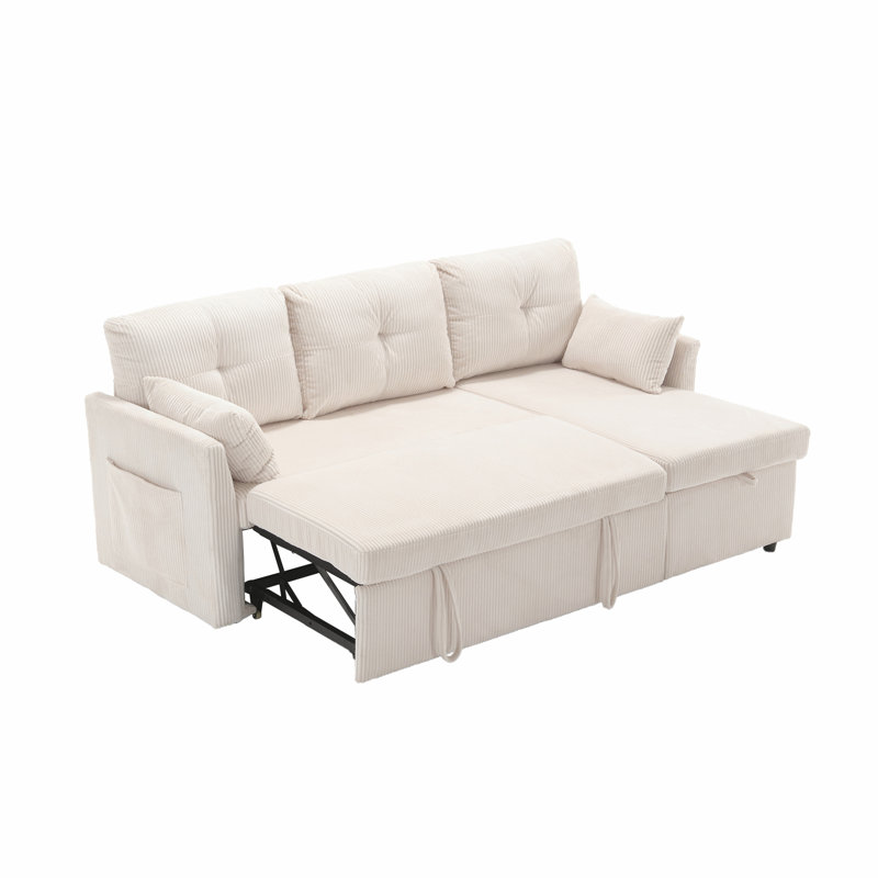 L-shape Sofa, Beige Corduroy