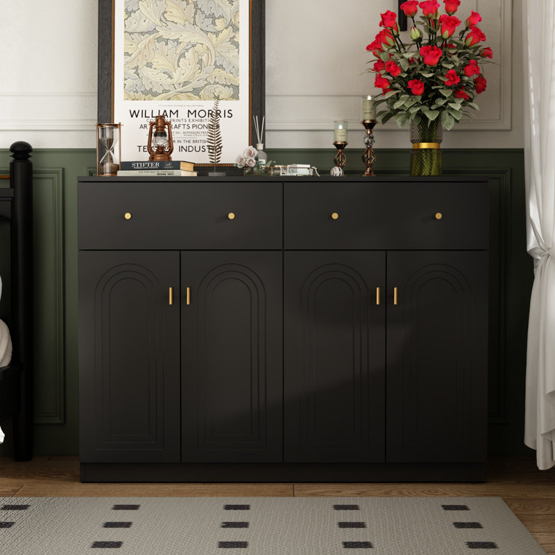 Commode 2 tiroirs 2 tiroirs avec finition noire