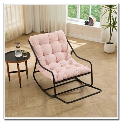Outdoor Rocking Chair, Comfy Cushion, with Soft Thick Cushion