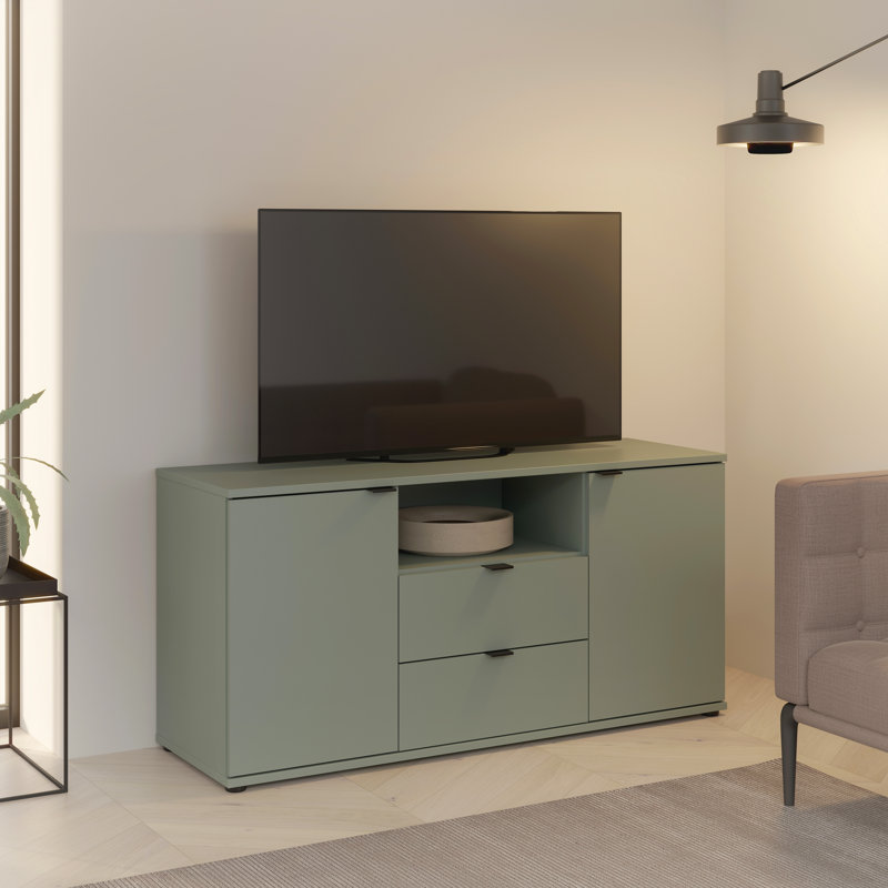 Ganymede TV Unit with Open Shelf, Drawer & 2 Doors, Sage Green