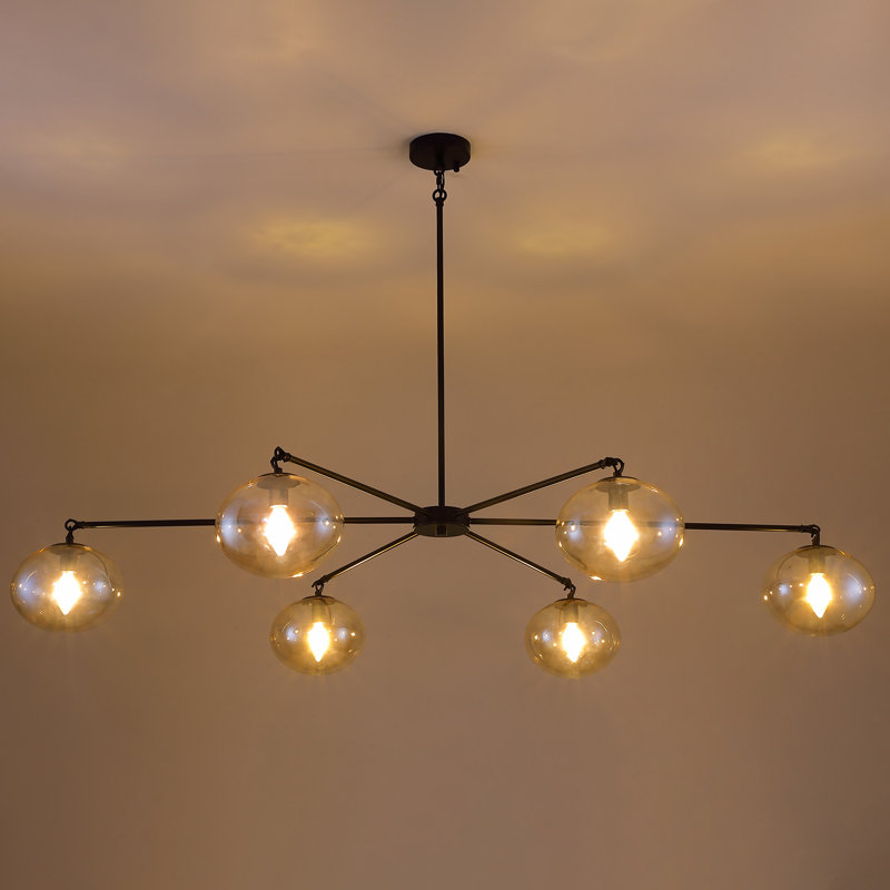 Orbelle 59" 6-light Dimmable Sputnik Bubble Glass Chandelier For Dining Room