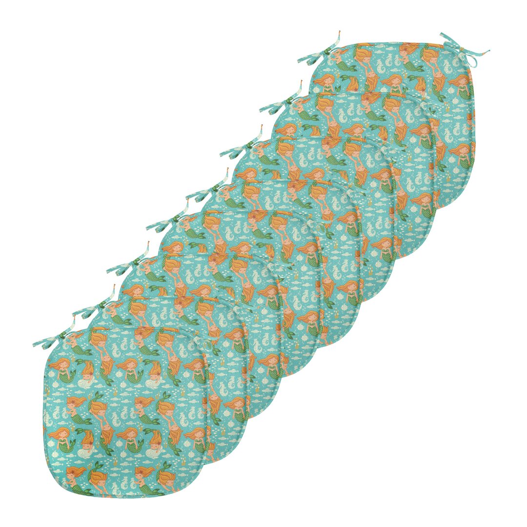 Kissen mit Riemen für Küchensitze, Cartoon-Charakter Meer, Turquoise Marigold Grün