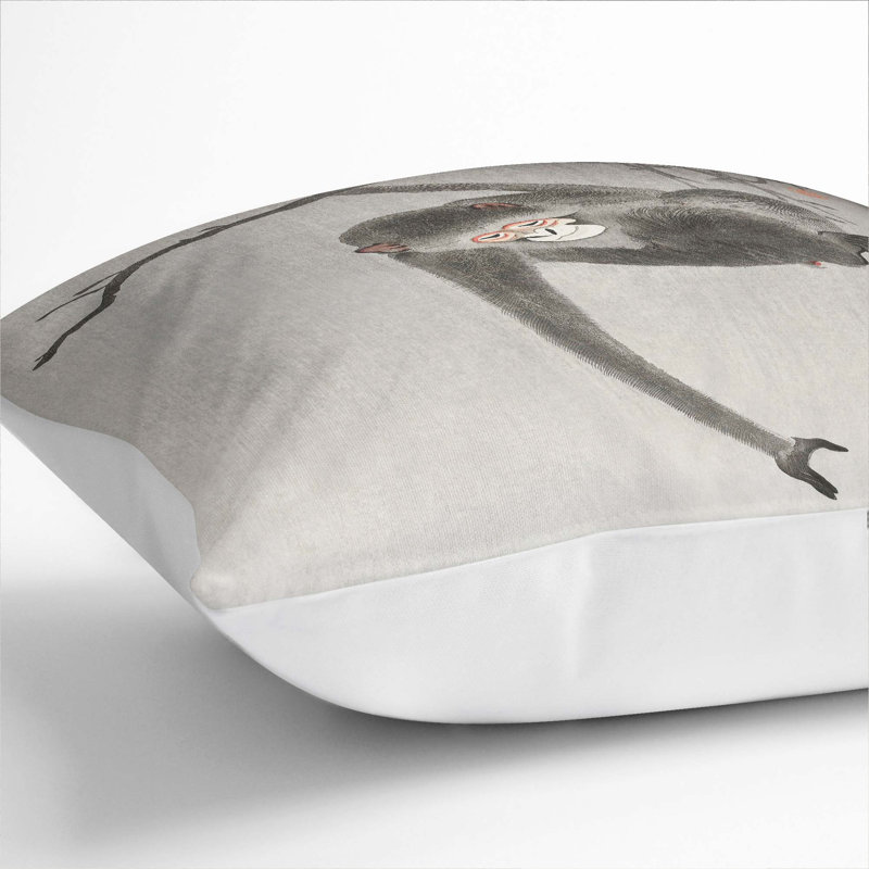 Monkey by Ohara Koson Cushion with Filling, White, 55cm H x 55cm W x 20cm D