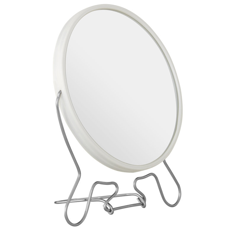 Metal Flat Mirror, White, 22cm H x 18cm W