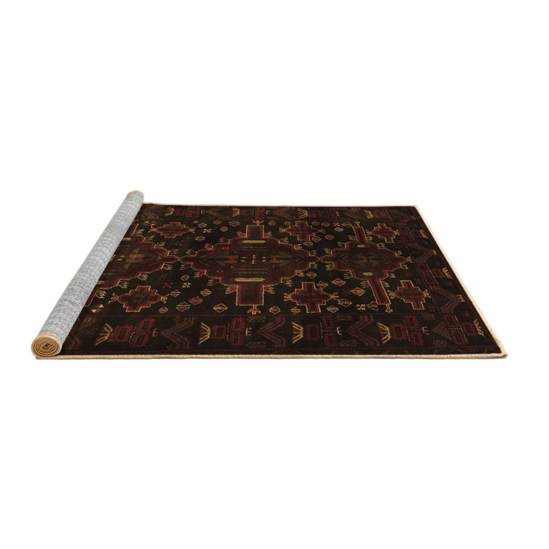 Traditional 2402 Brown Machine Washable Area Rugs, Rectangle 8' x 10'