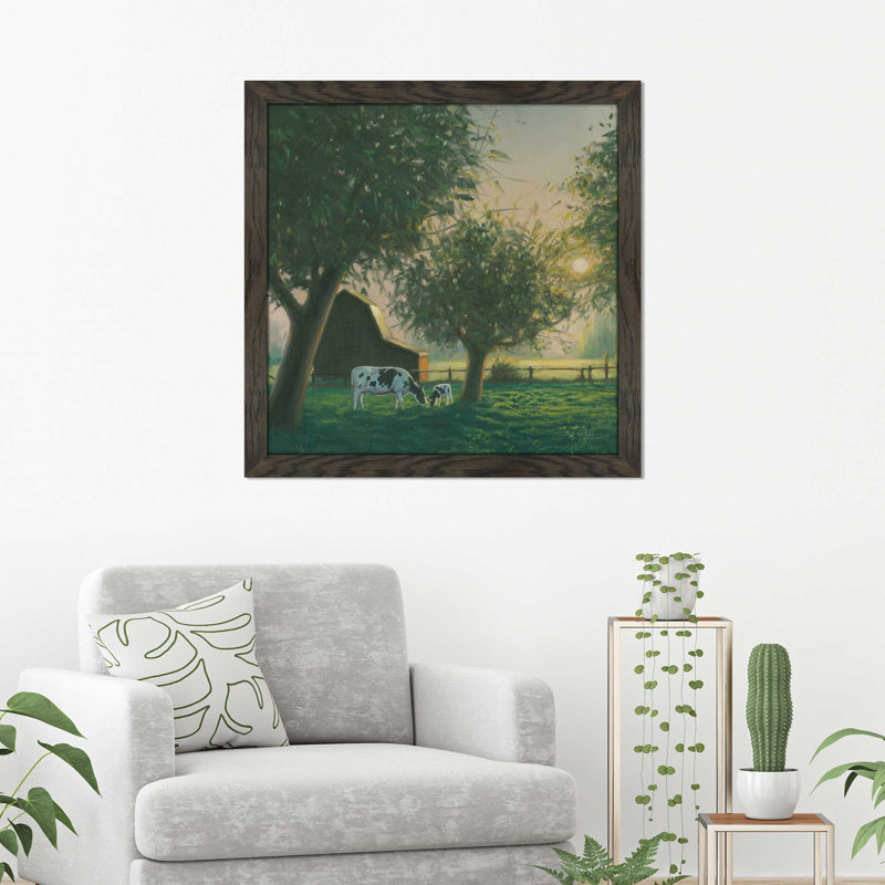 " Farm Life IV ", 21.5" H x 21.5" W x 0.75" D, Chocolate Distressed Framed