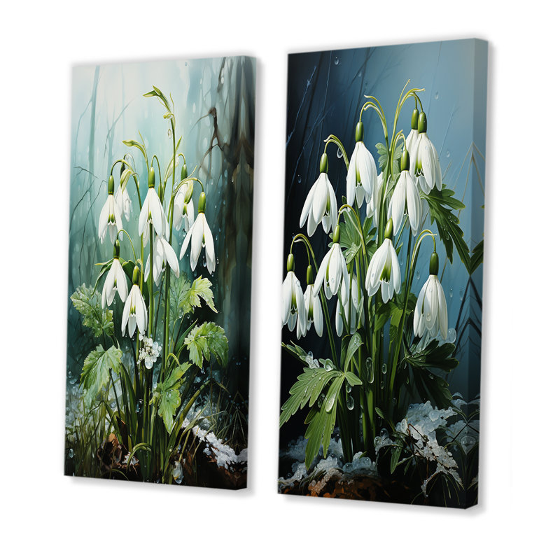 Ensemble de salon réaliste 2 pièces Snowdrops, Toile tendue, H 40 po x l 41 po