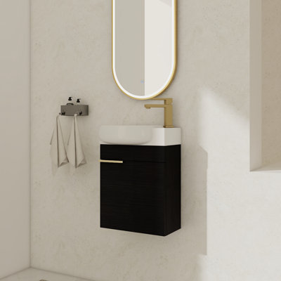 Meuble-lavabo simple mural 16 po avec plateau en céramique 16 po