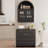 Arc-shaped Bathroom Storage Cabinet, Wall Cabinet, Wall Shelf Above the Toilet, with Double Drawers and Glass Door, Adjustable Shelves, Arched Hanging Cabinet for Kitchen, Living Room and Laundry Room-52740911