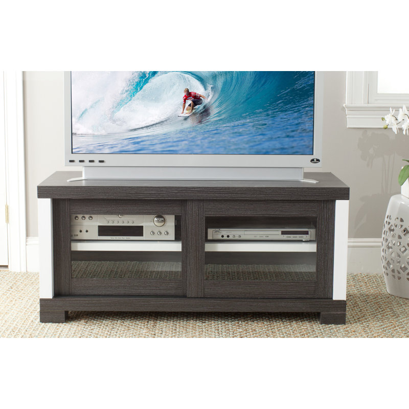 Meuble télé pour téléviseur de 43 po ou moins Arebella, Gris foncé / gris anthracite / grain de bois / bl