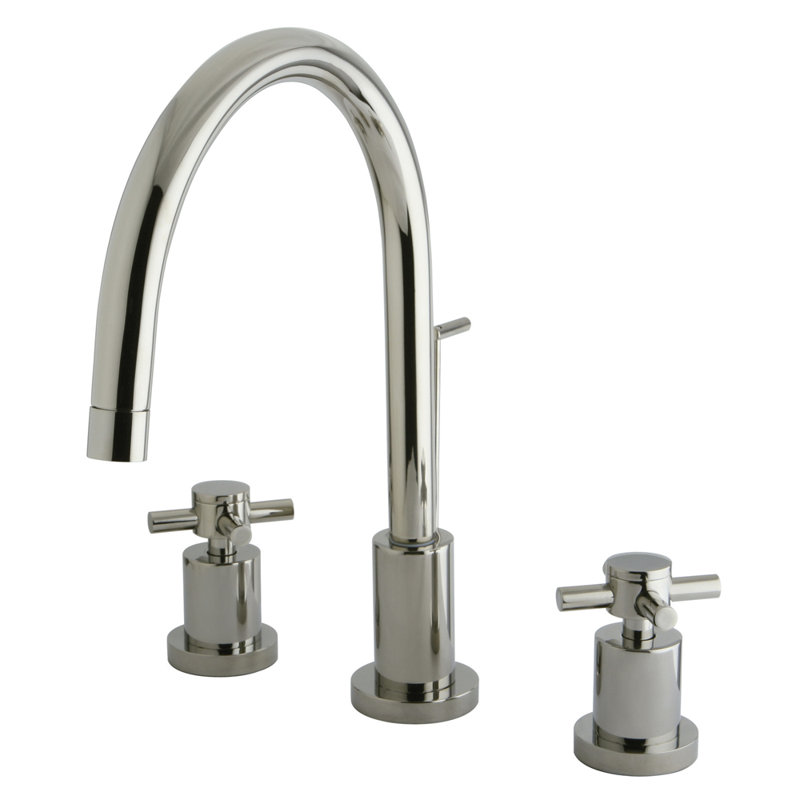Concord Single Hole Widespread Bathroom Faucet with Brass Pop-Up, Brushed Nickel