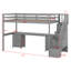 Lit mezzanine simple en bois avec tiroirs de rangement doubles, bureau intégré et garde-corps double-1647209717