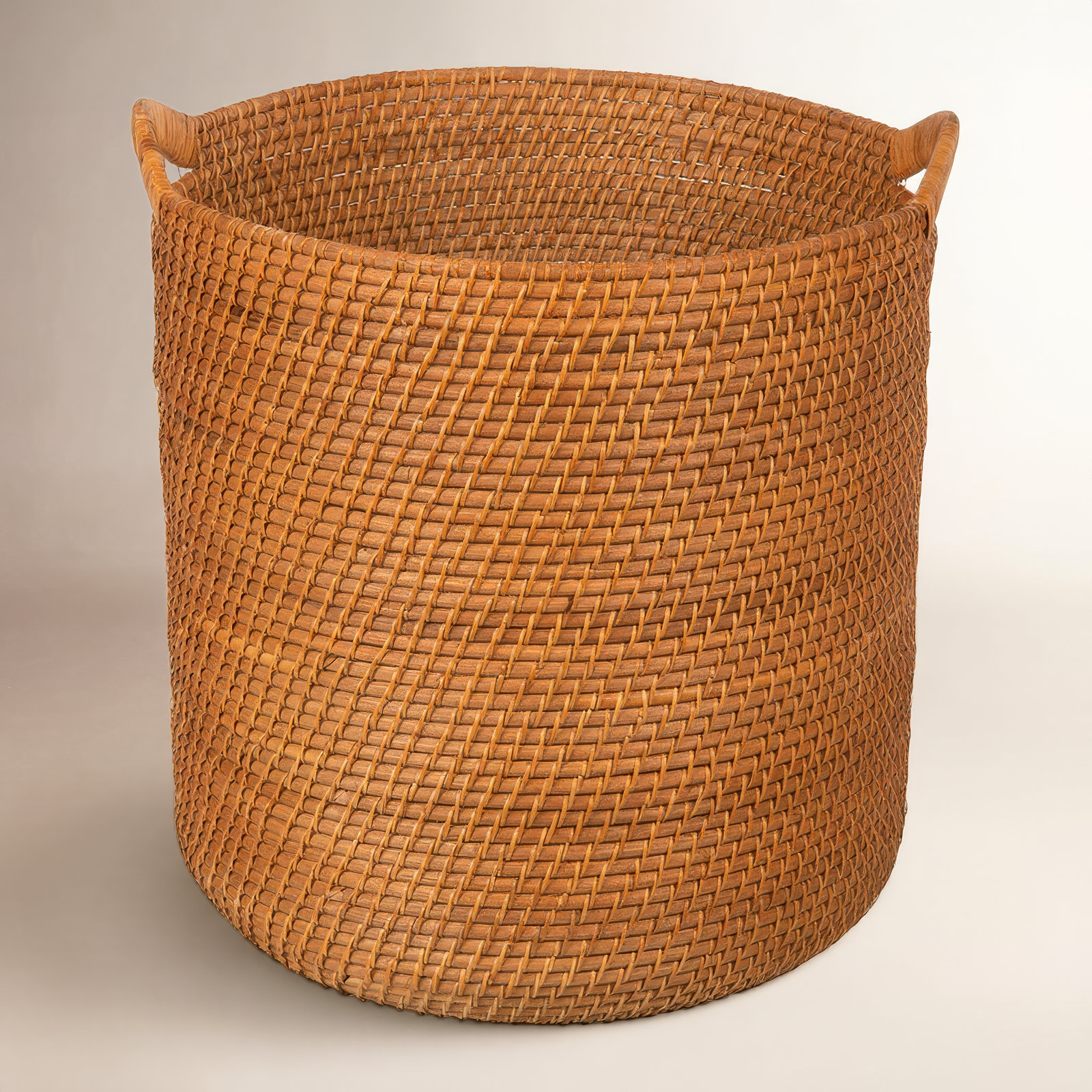 Jettie Rattan Basket With Handles 1, Honey Brown