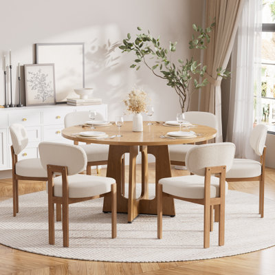 47.24" Wooden Round Dining Table Set for Kitchens, Dining Room, Living Room