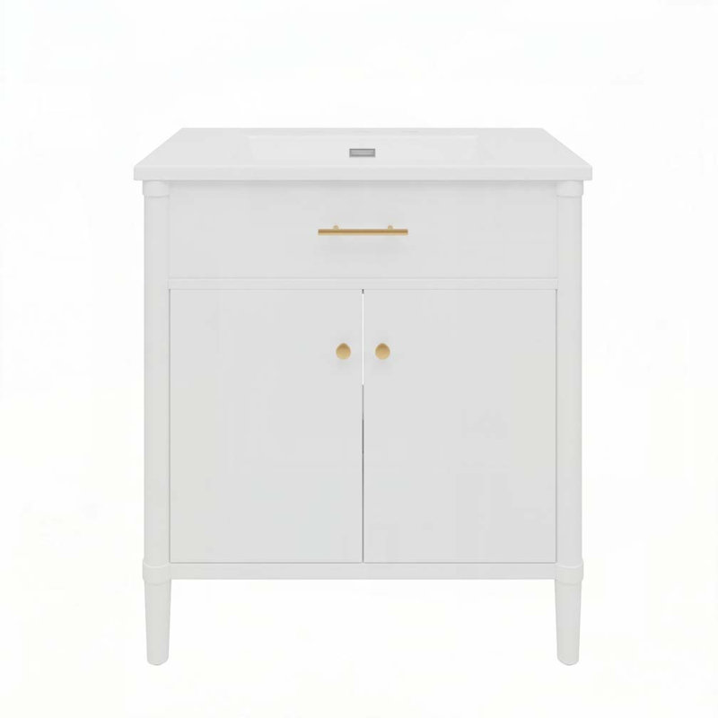 Meuble-lavabo avec tablette réglable, Blanc