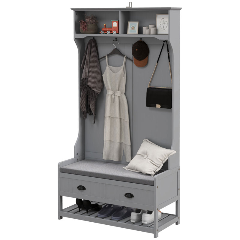 HOMCOM 3-In-1 Hall Tree, Gray