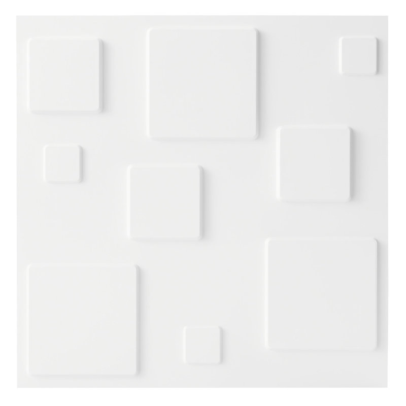 3D Wall Panels With Adhesive Included 19.6" 3D Blocks Design Wall Paneling, Matte White