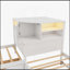 Lit simple en L avec lit gigogne et tiroir en forme de L, lit plateforme en coin bas 3-en-1 avec bureau intégré et éclairage vers le bas à DEL, blanc