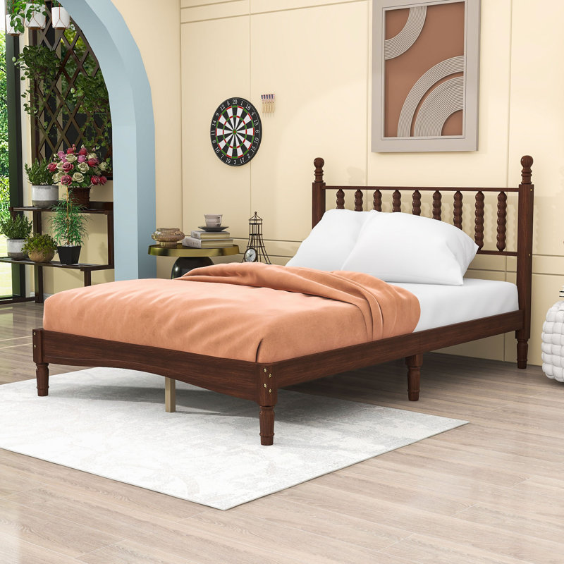Lit plateforme en bois avec tête de lit, Double