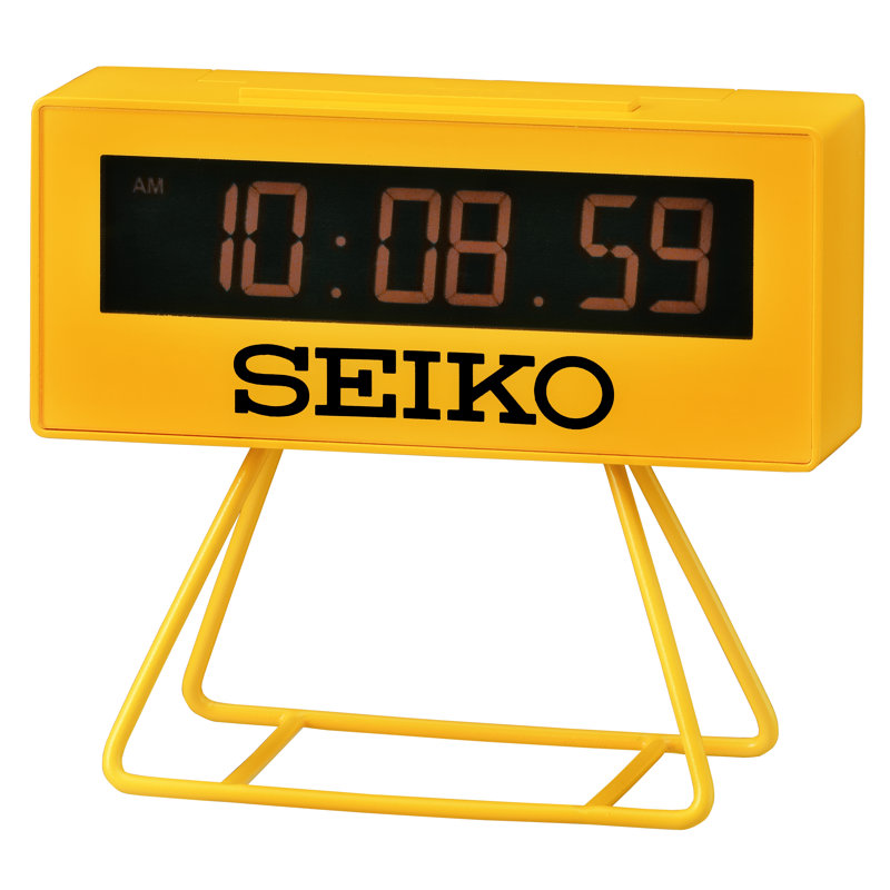 Desk Table-Alarm, Quartz, Matte Yellow LCD Display
