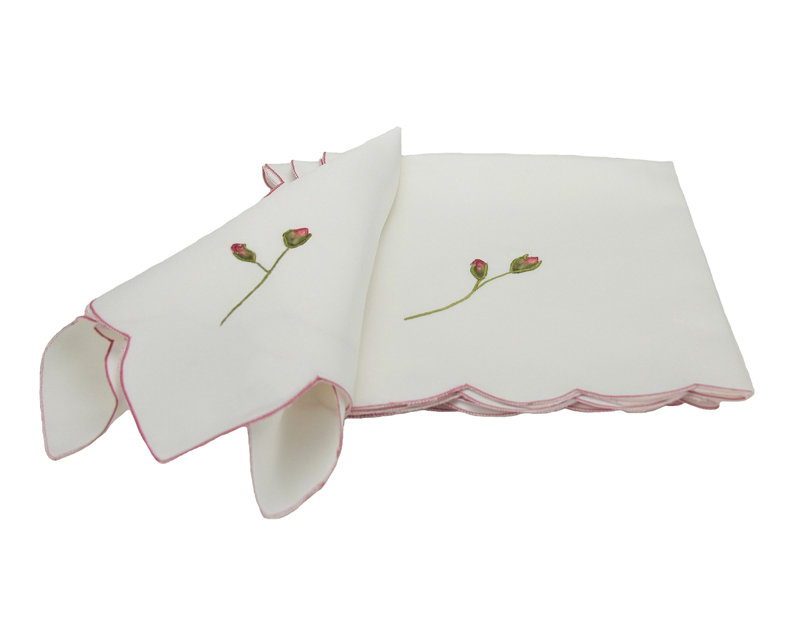 Serviette brodée Rose Bud