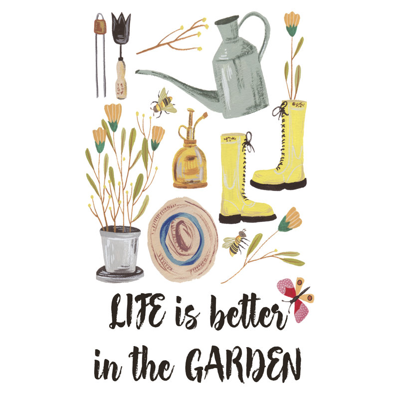 Garden Time I - Painting, 122cm H x 81cm W, Black Floater Framed
