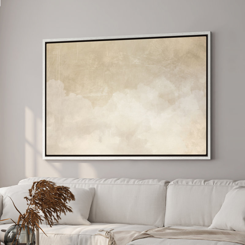 Art mural encadré sur toile - Forme abstraite de nuage neutre neutre dans des tons de beige chaud - 16 po x 24 po, 24 po x 36 po