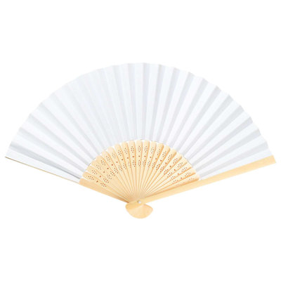 Ensemble de 4 ventilateurs à main en papier pliables, ventilateurs en papier blanc de 8,3 pouces portatifs pour les mariages, les fêtes, les accessoires de photographie de décoration de bricolage