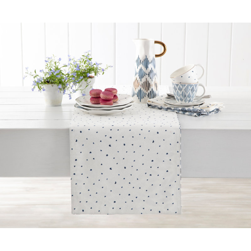 Lenox Blue and White Reversible Polyester Table Runner