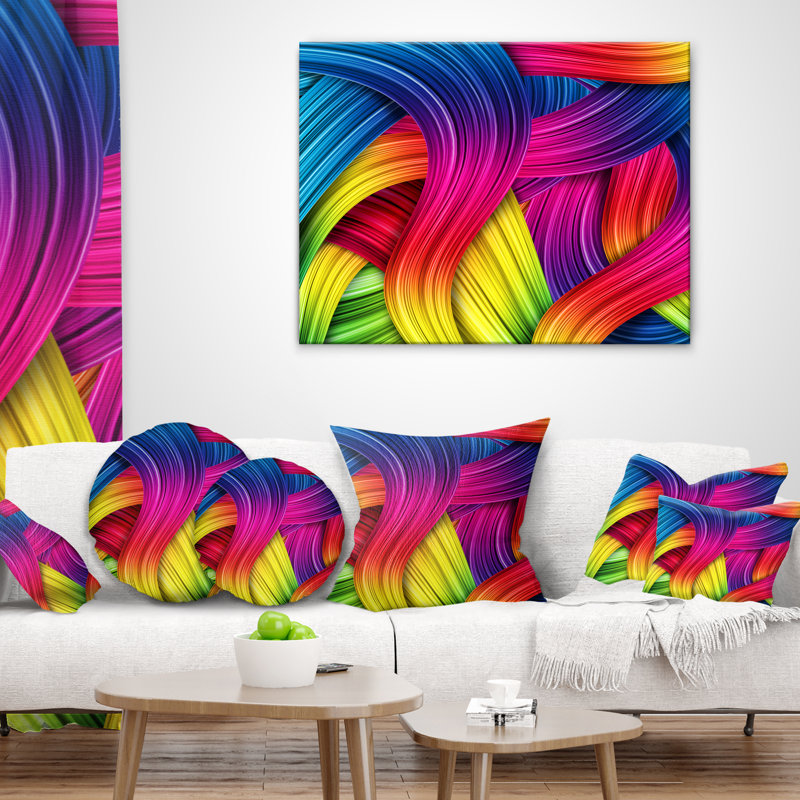 Art 3D arc-en-ciel - coussin abstrait imprimé, 12 po x 20 po, Rectangulaire