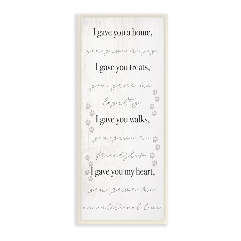 Gave You My Heart Pet Dog, H 17 po x l 7 po, Plaque murale