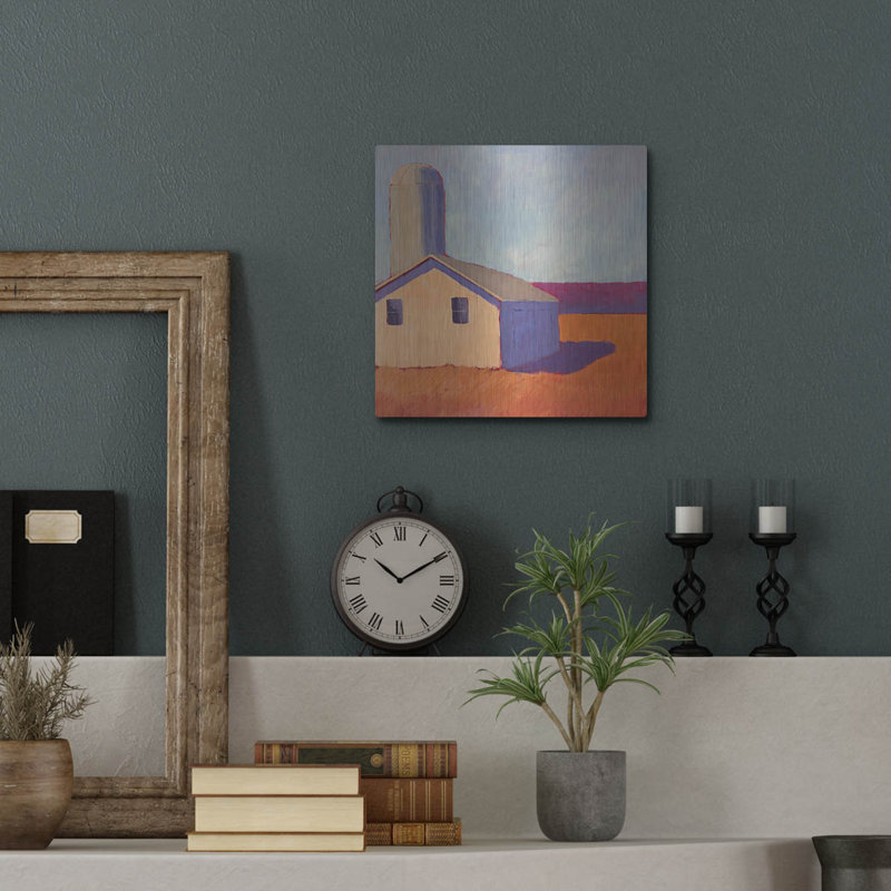 Art mural en métal de luxe «Bucolique Structure 6» par Carol Young, 12 po x 12 po, H 12 po x l 12 po