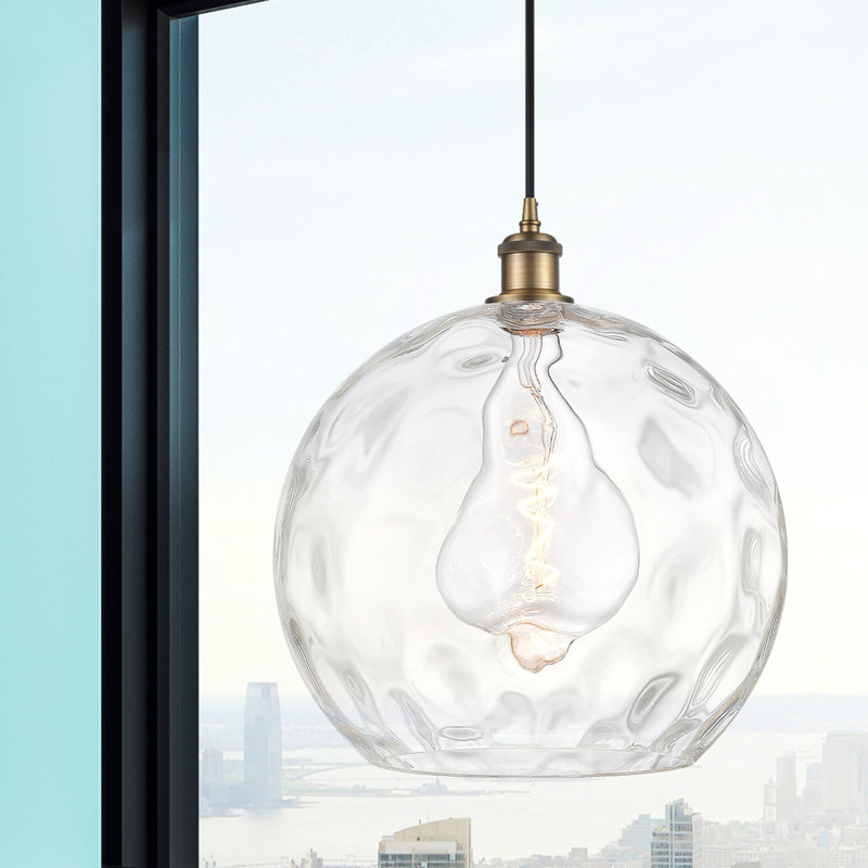 Luminaire suspendu sphère 1 lumière Roxane, Ampoule non incluse, H 16,88 po x l 13,75 po x P 13,75 po, Laiton brossé