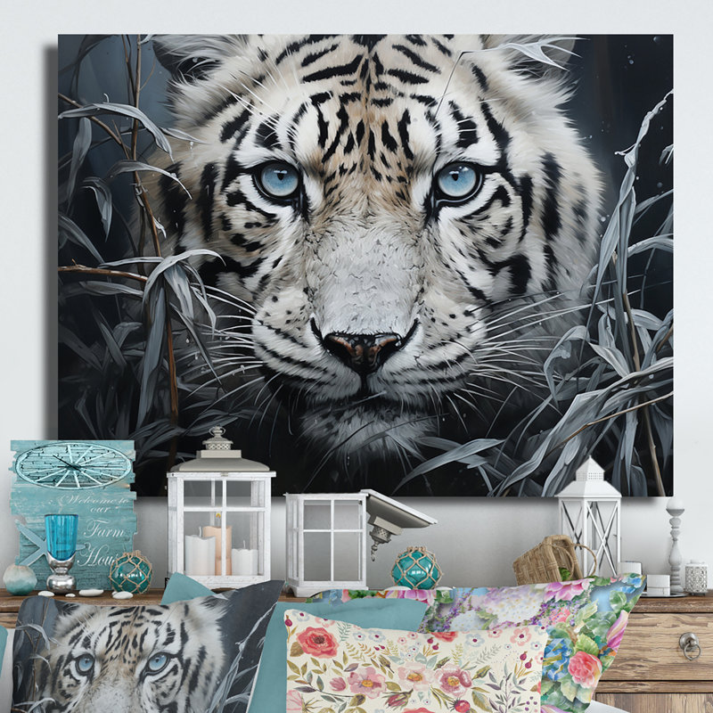 Décoration murale en métal «Tiger Mysterious Watcher II», H 12 po x l 20 po x P 1 po
