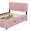Lit plateforme double en velours avec lit gigogne-868153891