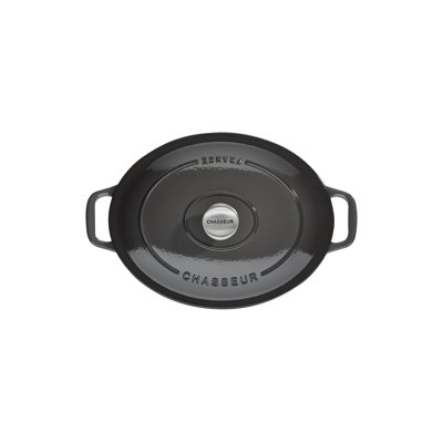 Chasseur French Enameled Cast Iron Oval Dutch Oven, 5.3-Quart, Caviar