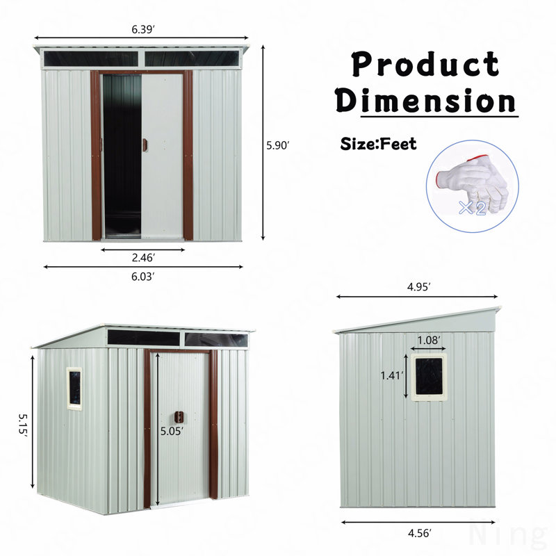 6Ft X 5Ft Outdoor Metal Storage Shed With Window And Metal Foundation, White