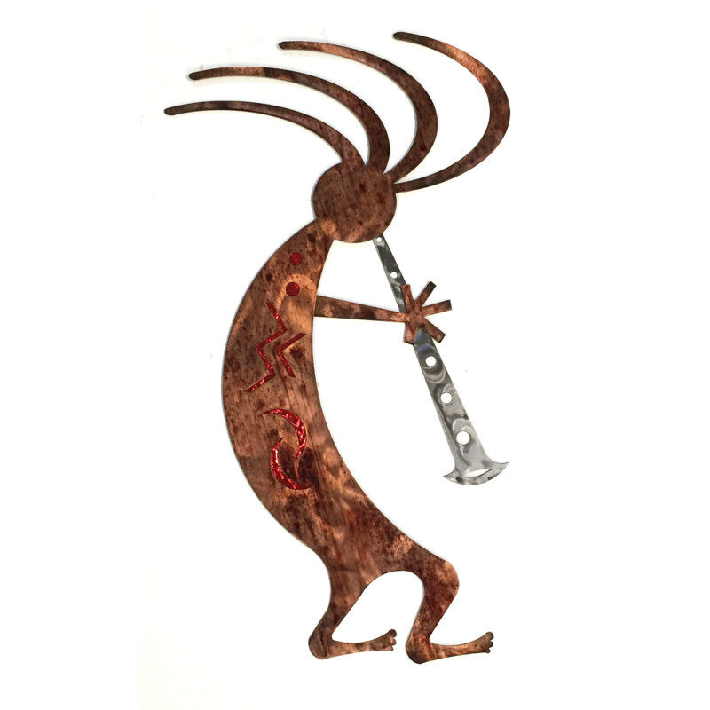 Meyerdirk Art, art mural sud-ouest en acier Kokopelli - rouge, Rouge