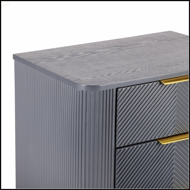 Table de chevet 3 tiroirs Mid-Century, Dark Gray