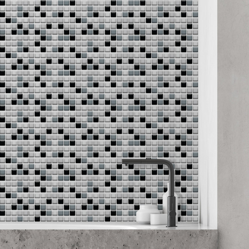 Carrelage style métro auto-adhésif 12 "x 6", Noir et blanc