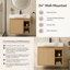 Meuble-lavabo mural 24 po avec lavabo en céramique blanche et porte à fermeture en douceur, emballage KD, chêne clair-170968379-170968376