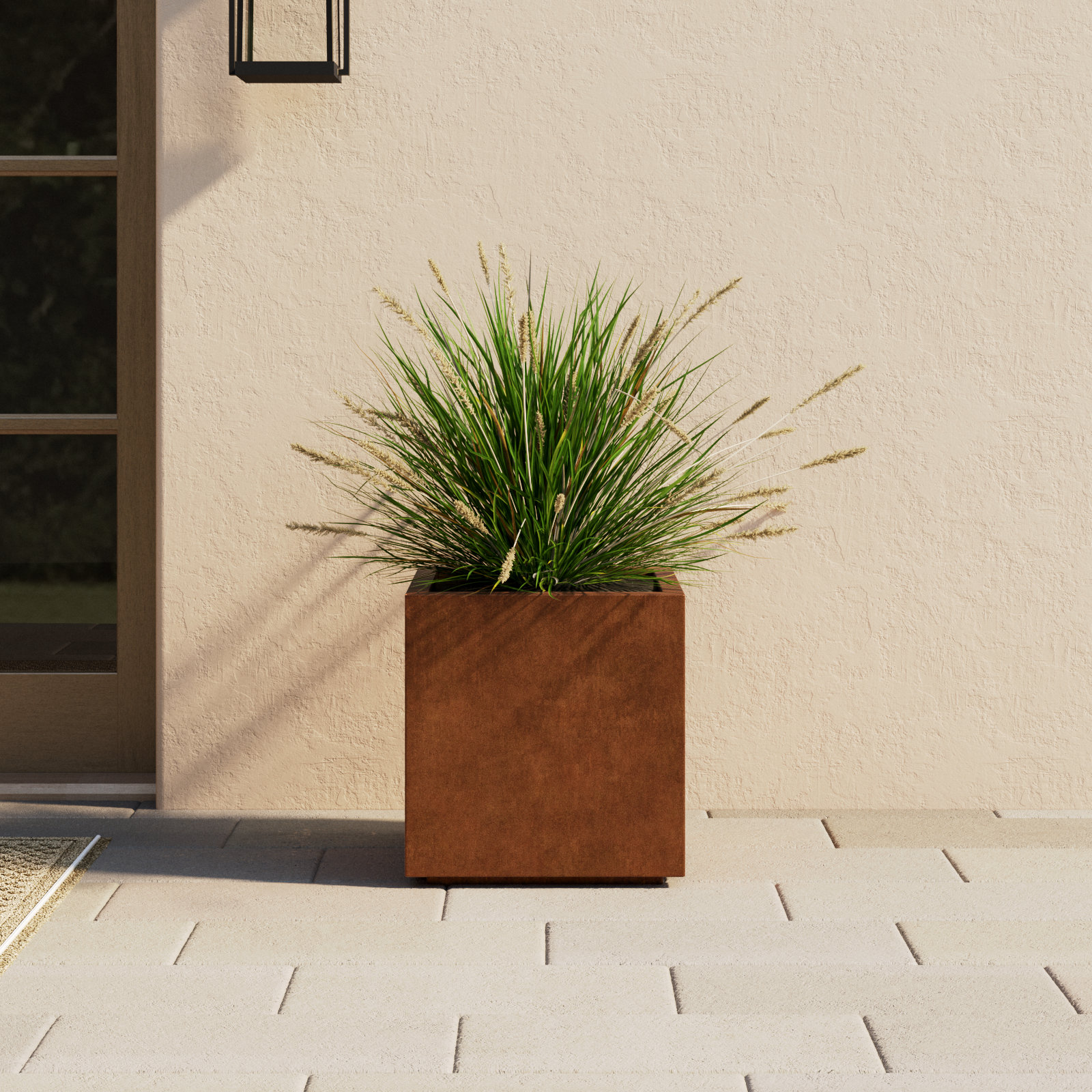 Corten Steel Series Cube Planter Box, 18" H x 17" W x 17" D