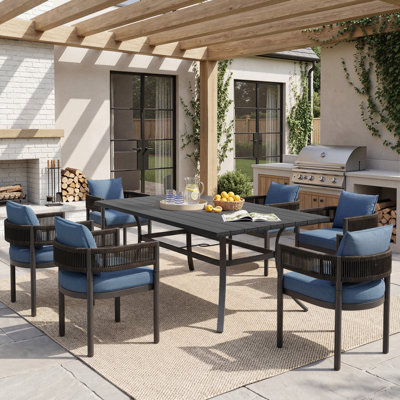 7-Piece Wicker Dining Set With Detachable All-Steel Frame Table