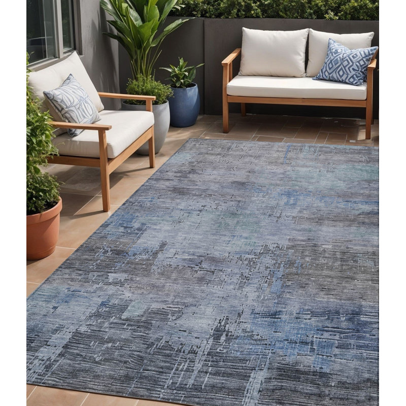 Tapis intérieur gris lavable abstrait 5 pi x 8 pi