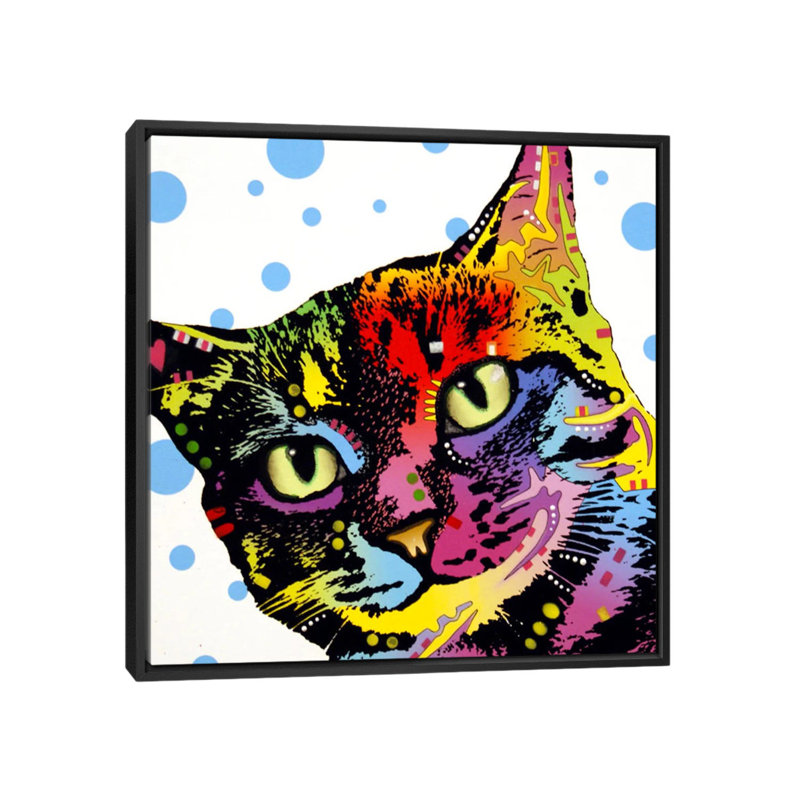 «The Pop Cat» par Dean Russo, impression sur toile tendue, H 18 po x l 18 po x P 1,5 po, Toile avec cadre noir