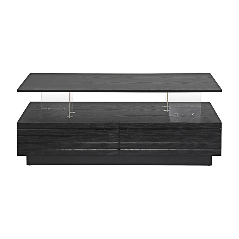 Rectangular Coffee Table With Drawers, Black