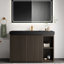 Meuble-lavabo autoportant moderne Delaney avec armoire de rangement, lavabo à quartz et tablettes réglables-125902326